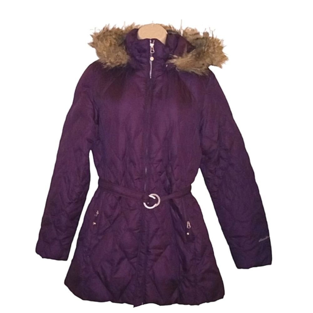 Eddie Bauer Burgundy Down Jacket Coat Size Medium